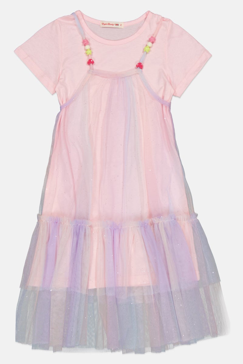 English Laundry Kids Girl 2 In 1 Textured Dress, Pink - Image 4